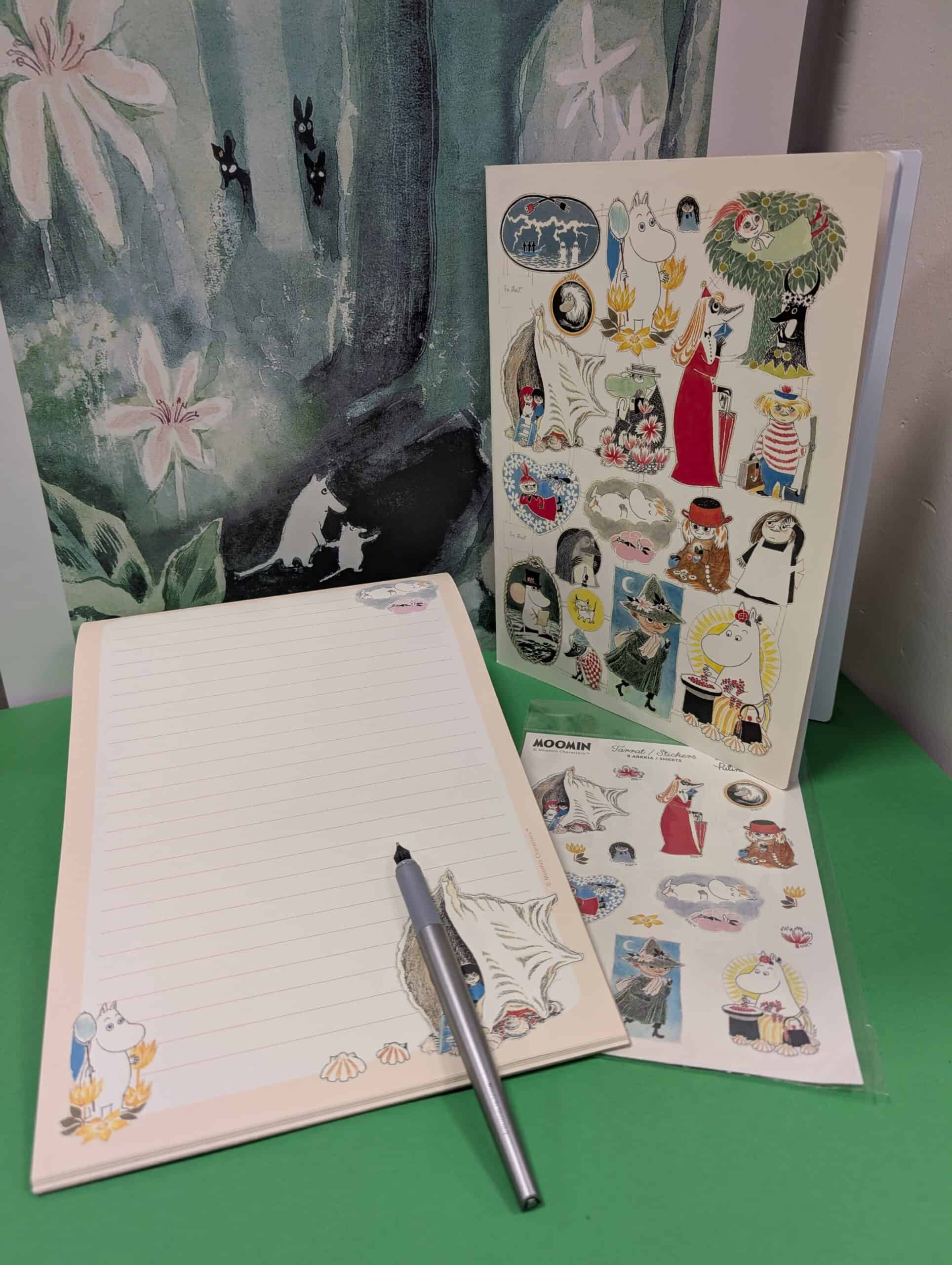 muumi kirjoituspaperi tarrat vihko